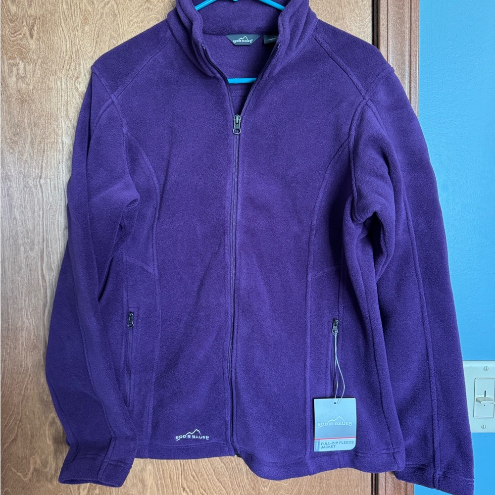Ladies Eddie Bauer Purple Full-Zip Fleece Jacket